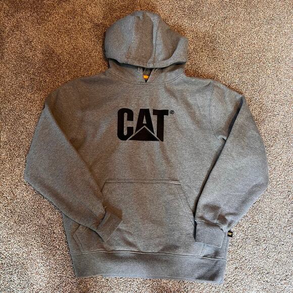 Caterpillar Men's Grey Pullover Hooded Long Sleeve Sweatshirt.  Size M - Picture 1 of 8